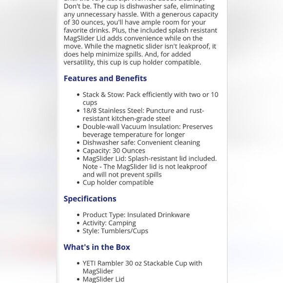 Yeti Rambler 30 is Cup w/MagSafe Lid- Big Waves - Picture 4 of 7